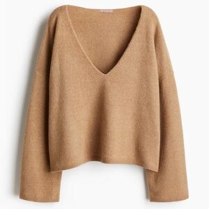 Tan V-Neck  knit sweater